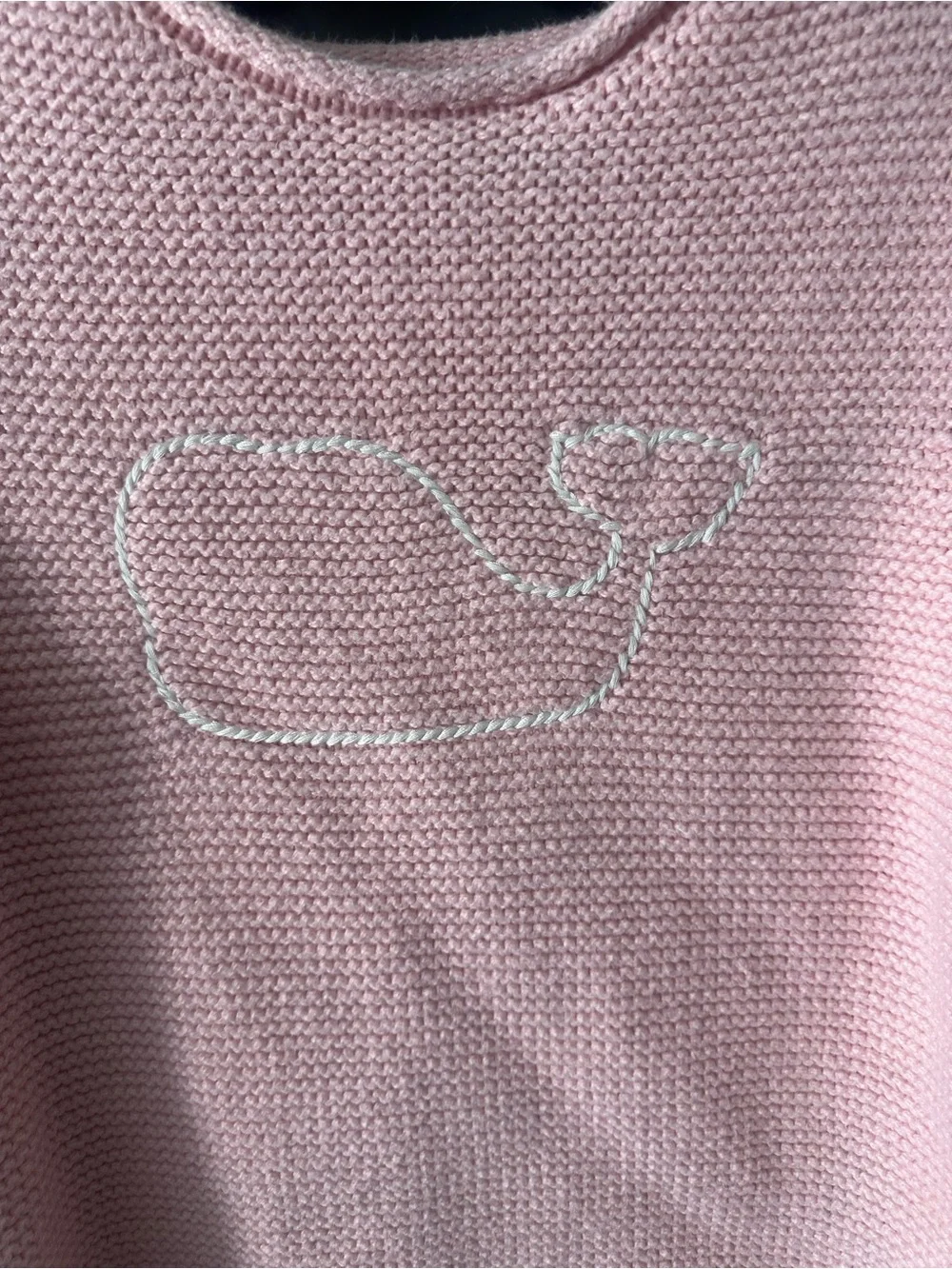 Vineyard Vines Light Pink Crewneck Sweater with Whale Stitch
